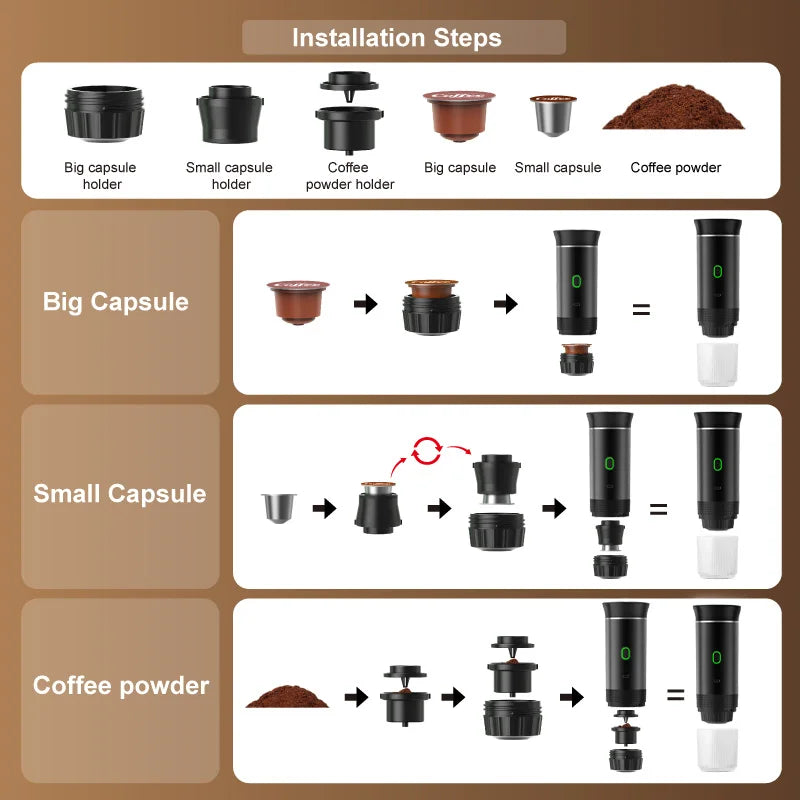 Wireless Electric Portable Espresso Coffee Machine for Car